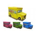 Корзини-пуфи для іграшок у вигляді автобуса
